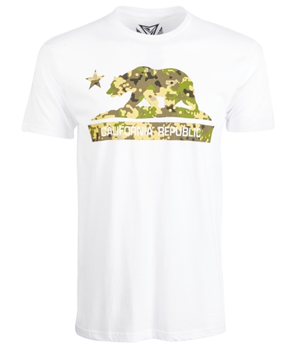 Univibe Mens California Camo Bear Graphic T-Shirt white S