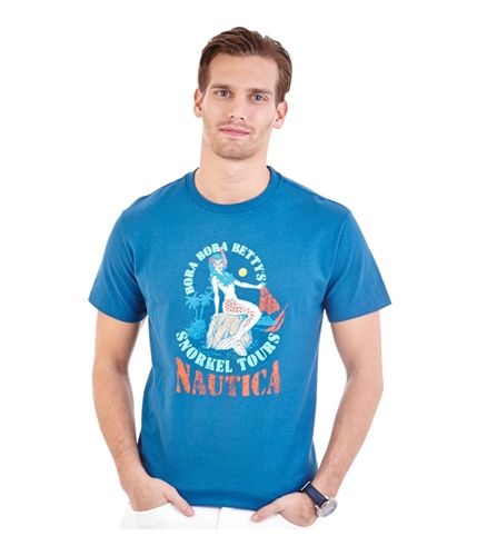 Nautica Mens Mermaid Snorkle Graphic T-Shirt pitchblue S
