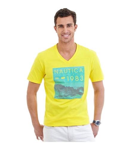 Nautica Mens Waves Graphic T-Shirt lemontwist 2XL