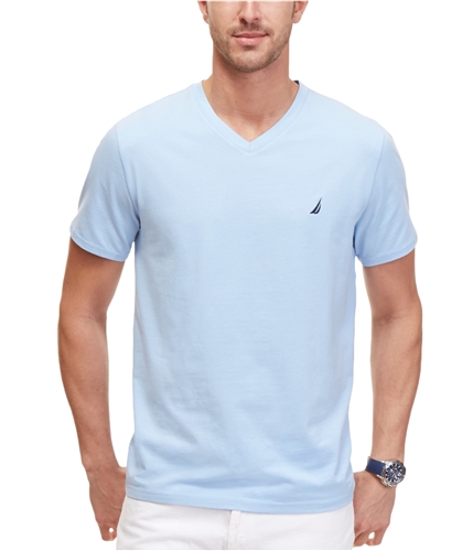 Nautica Mens Slim V-Neck Embellished T-Shirt noonblue XL