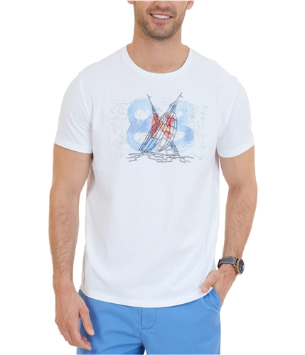 Nautica Mens Embroidered Graphic T-Shirt brightwht 2XL