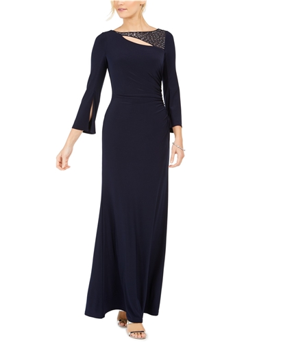 Vince Camuto Womens Embellished Gown Dress navy 2P