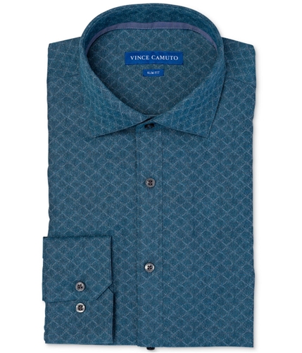 Vince Camuto Mens Jacquard Button Up Dress Shirt turquoise 17.5