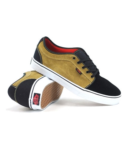 Vans Mens Chukka Low Leather Skateboard Sneakers blacktobaccoscarlet 6.5