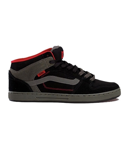 Vans Mens Edgemont Leather Skate Sneakers blackcharcoalred 6.5