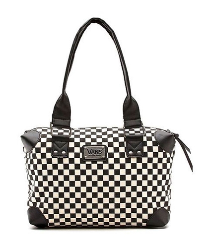 Vans Womens Checkerboard Canvas Satchel Handbag Purse blkwht