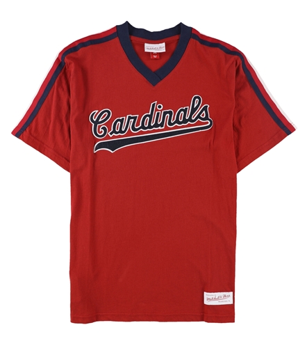 Mitchell & Ness Mens Cardinals V-Neck Embellished T-Shirt red M