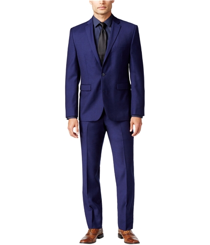 Vince Camuto Mens Flannel Two Button Formal Suit hotblue 38/Unfinished