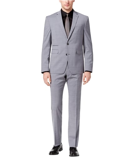 Vince Camuto Mens Slim-Fit Windowpane Two Button Formal Suit medgreyplaid 38/Unfinished