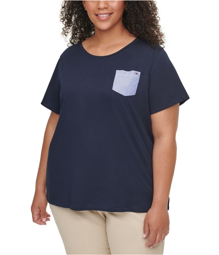 Tommy Hilfiger Womens Pocket Embellished T-Shirt navy 1X