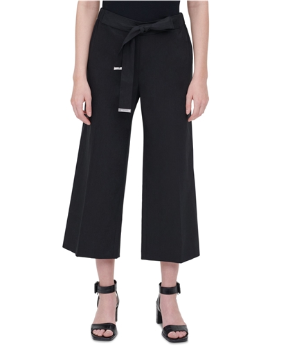 Calvin Klein Womens Tie Waist Casual Cropped Pants black 2X/24