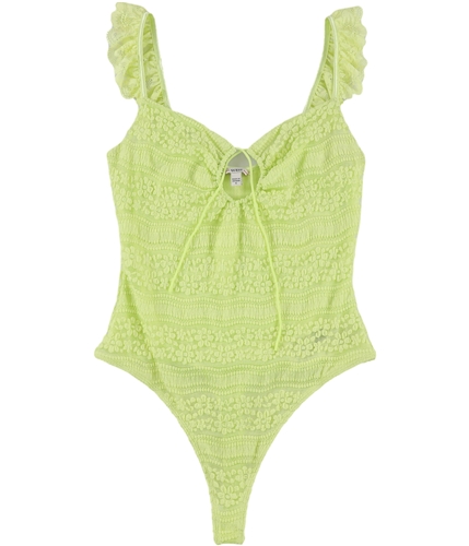 GUESS Womens Daisy Lace Thong Bodysuit Jumpsuit lime S