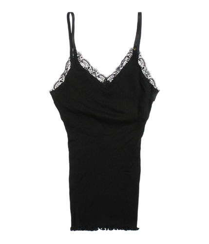 GUESS Womens Lacey Ribbed Tank Top jetblack M