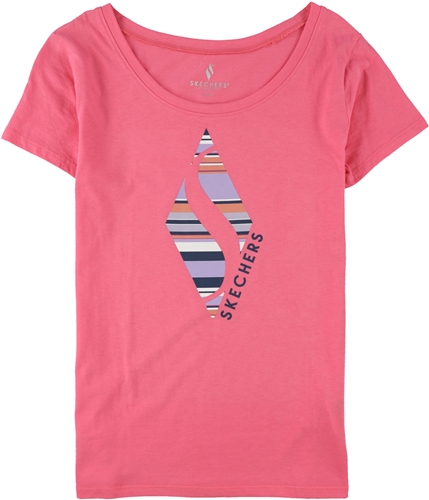 Skechers Womens Striped Diamond Graphic T-Shirt pink S