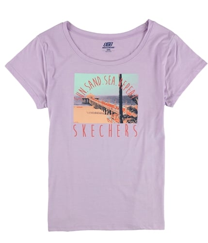Skechers Womens Sun Sand Sea Repeat Graphic T-Shirt lavender 2XL