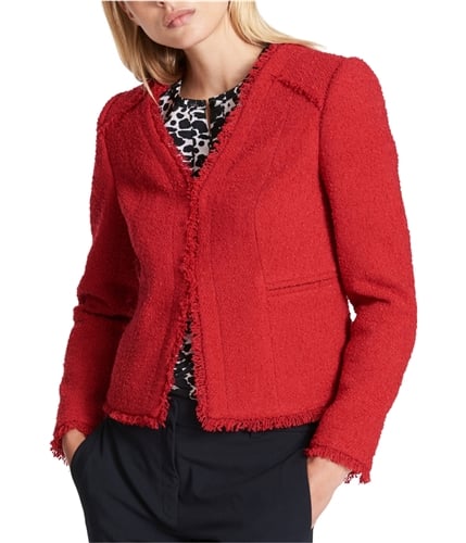 DKNY Womens Textured Blazer Jacket red 14