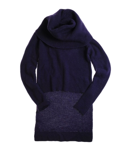 W118 Womens Turtleneck Cable Knit Sweater purple S