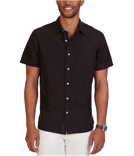 Nautica Mens Slim-Fit Button Up Shirt trueblack S