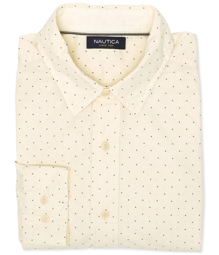 Nautica Mens Dot-Print Button Up Shirt sailcream L