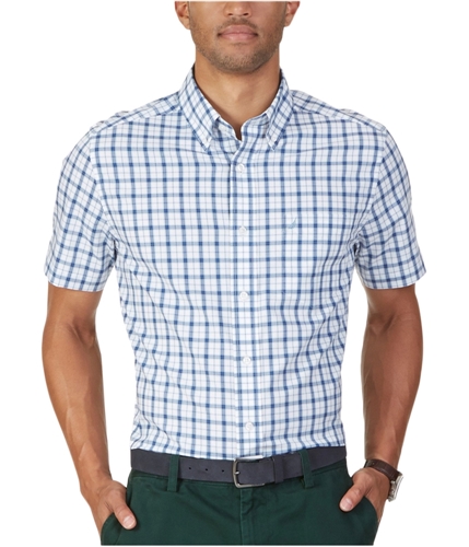 Nautica Mens Non-Iron Plaid Button Up Shirt nvlyard M