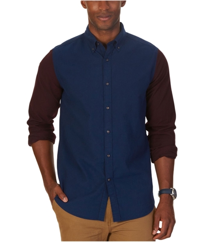 Nautica Mens Colorblocked Button Up Shirt estateblue S
