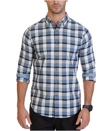 Nautica Mens Long Sleeve Button Up Shirt anchorblue S