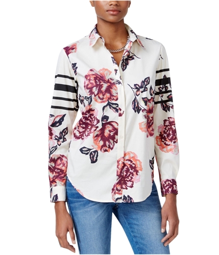 GUESS Womens Viven Printed Button Up Shirt blissfulbloomsantique M
