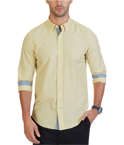 Nautica Mens Whitecap Poplin Button Up Shirt sunshine 2XL