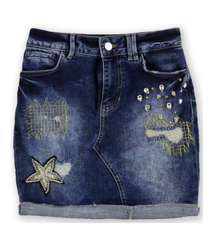 GUESS Womens Embellished Denim Mini Skirt constellation 26