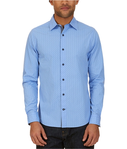 Nautica Mens Abstract Button Up Shirt hydroblue S