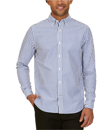 Nautica Mens Classic Fit Stripe Button Up Shirt brightcblt S