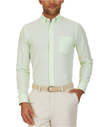 Nautica Mens Long Sleeve Button Up Shirt patinagreen L