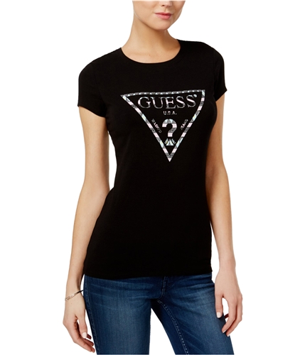 GUESS Womens Logo Graphic T-Shirt jetblk XS