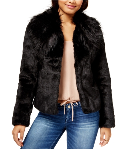GUESS Womens Agata Faux-Fur Jacket jetblkfrostgry M