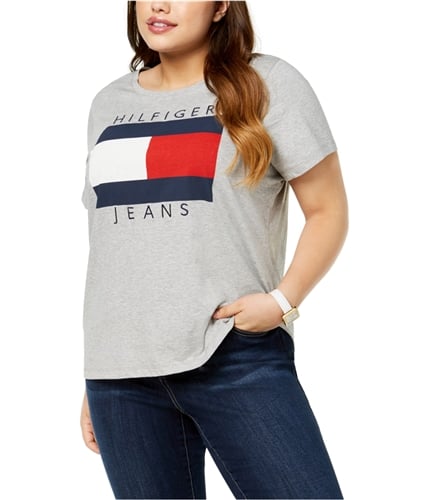 Tommy Hilfiger Womens Logo Graphic T-Shirt gray 1X