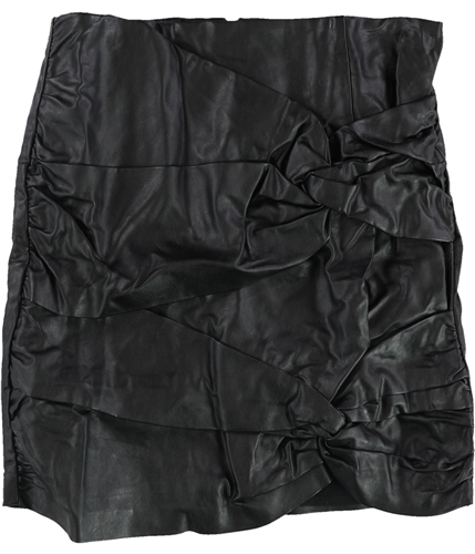 GUESS Womens Knotted Faux Leather Mini Skirt jetblackmulti 0