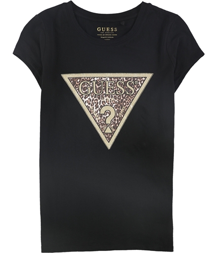 GUESS Womens Leopard Glitter Graphic T-Shirt black M