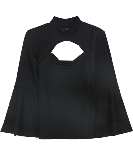 GUESS Womens Keyhole 3/4 Sleeve Pullover Blouse black M