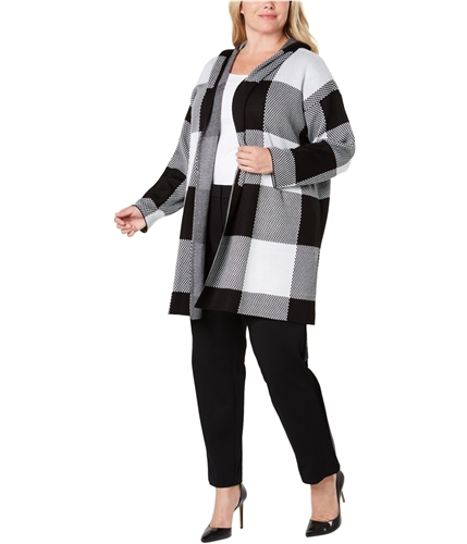 Calvin Klein Womens Checkered Jacket gray 1X