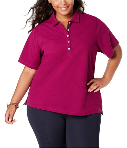 Tommy Hilfiger Womens Short-Sleeve Polo Shirt berry 1X