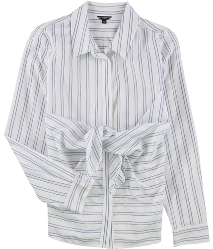 GUESS Womens Keelin Striped Tie Button Up Shirt white M