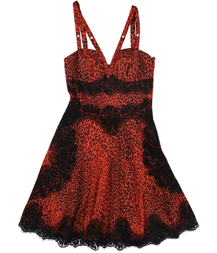 GUESS Womens Nadine Embellished Fit & Flare Dress mediumred S