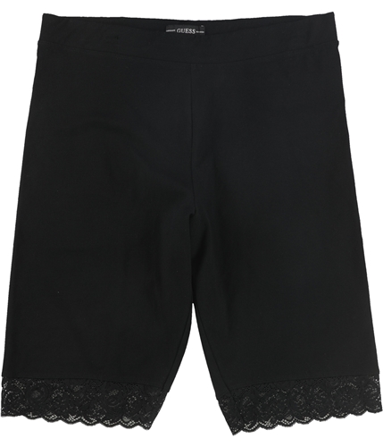 GUESS Womens Lace Trim Athletic Compression Shorts black XS