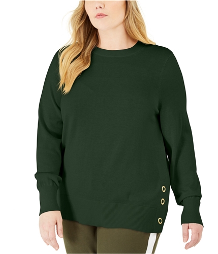 Michael Kors Womens Side Hem Snap Pullover Sweater green 1X