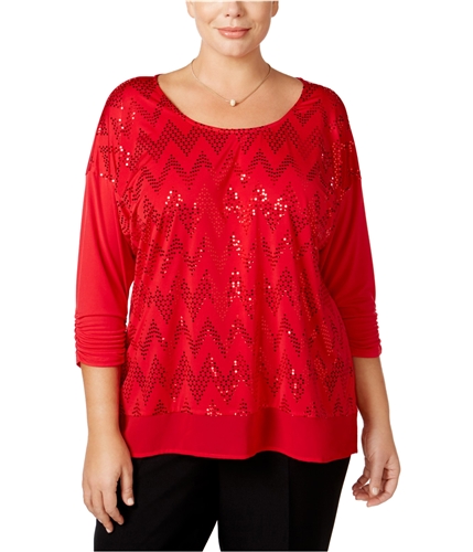 NY Collection Womens Sequined Knit Blouse rdtv 3X