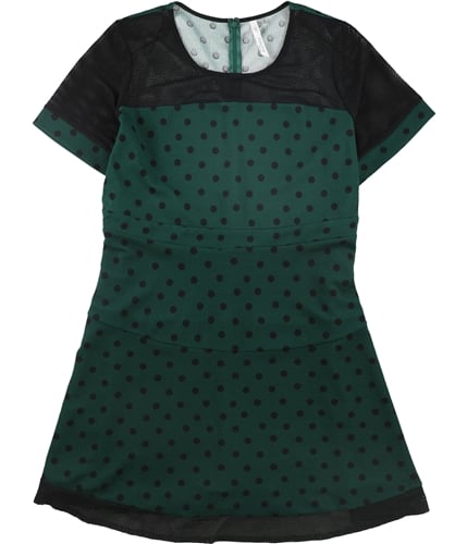 NY Collection Womens Mesh Trim A-line Dress green 2X