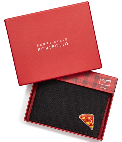 Perry Ellis Mens Piece Of Pizza Bifold Wallet blk One Size