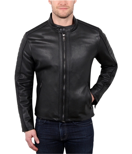 William Rast Mens Leather Motorcycle Jacket black L