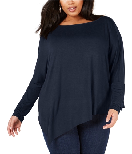 NY Collection Womens Dolman-Sleeve Pullover Blouse navy 1X
