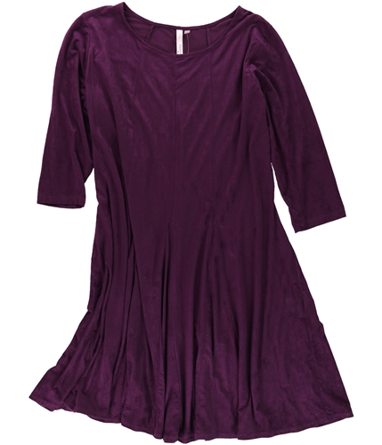 NY Collection Womens Plus Size Faux-Suede Shift Dress purple 1X